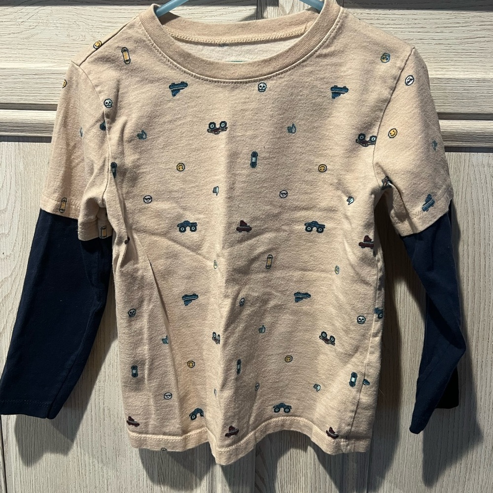 Garanimals Beige and Navy Long Sleeve Tee
